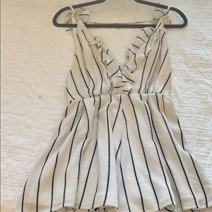 White & black stripe romper